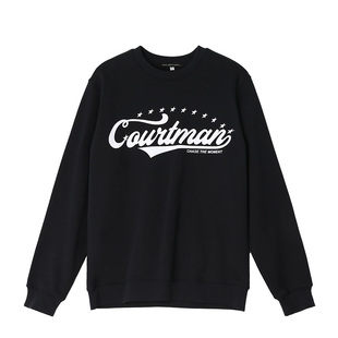 COURTMAN野球帝 星星复古logo圆领印花卫衣日潮男女宽松外套上衣