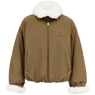 ONLY2025冬季新款可拆卸毛领蓬松感花苞下摆宽松短款棉服外套女