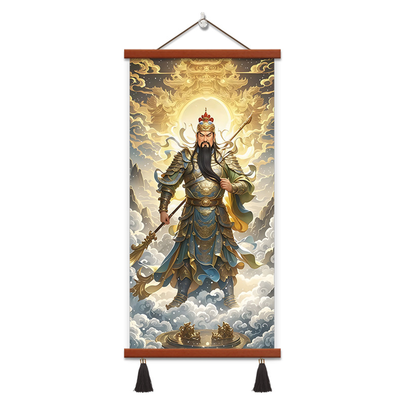 关公挂画玄关装饰画武财神关二爷画像关羽挂轴画客厅房间卧室入户