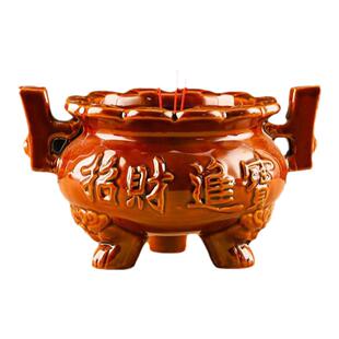 陶瓷香炉家用供奉上香炉插香室内供佛祠堂招财进宝莲花双耳三足炉