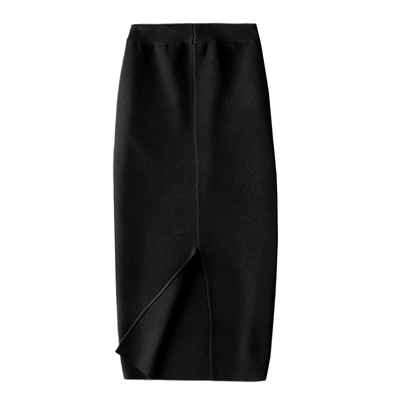 不起球包臀开叉针织一步裙