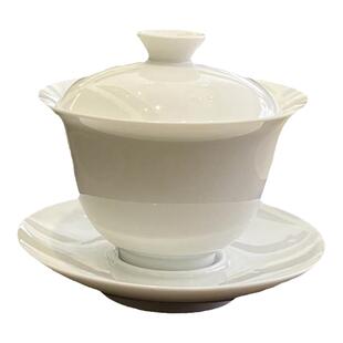 白瓷盖碗茶杯评审盖碗茶艺表演盖碗女士盖碗茶具高颜值泡茶碗