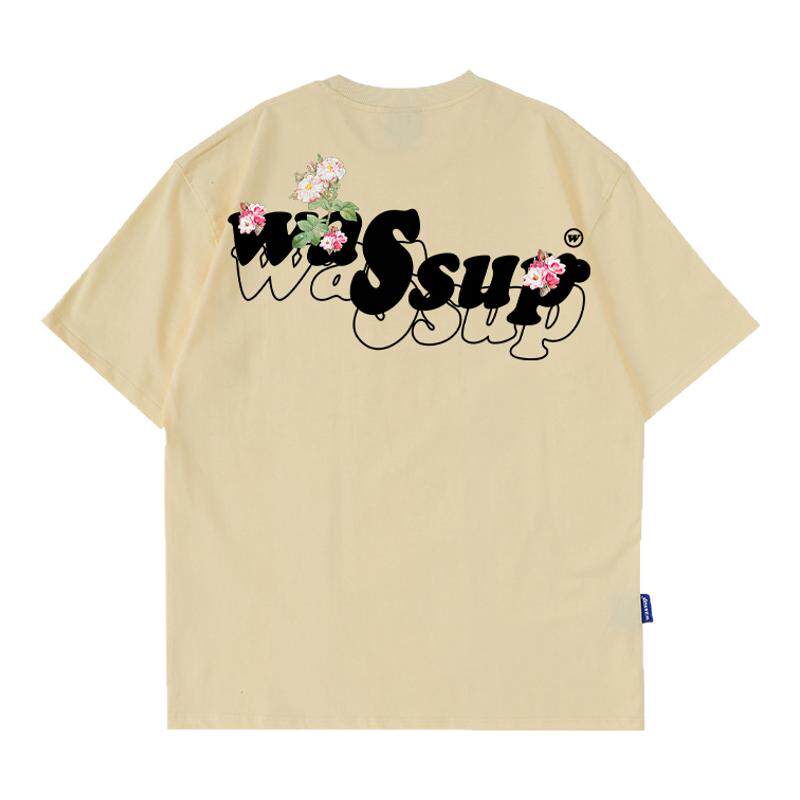 WASSUP花朵生长重磅短袖T恤男