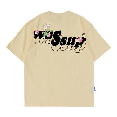 WASSUP花朵生长重磅短袖T恤男