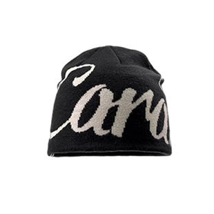 上镜百搭秋冬冷帽2025新款美式字母提花针织毛线帽子显脸小堆堆帽