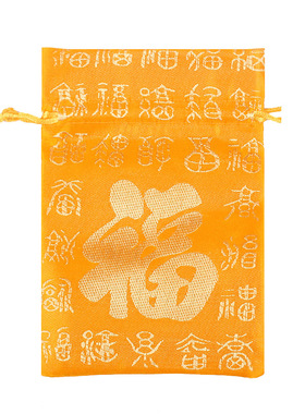金黄色通用款五福临门拉绳袋子