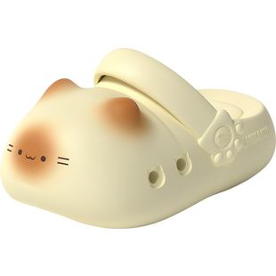 可爱小猫咪洞洞款女款夏外穿厚底增高防臭防滑女童软底沙滩凉拖鞋