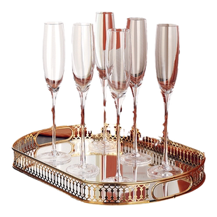 高颜值欧式香槟杯6只套装创意水晶玻璃红酒杯高脚杯一对起泡酒杯