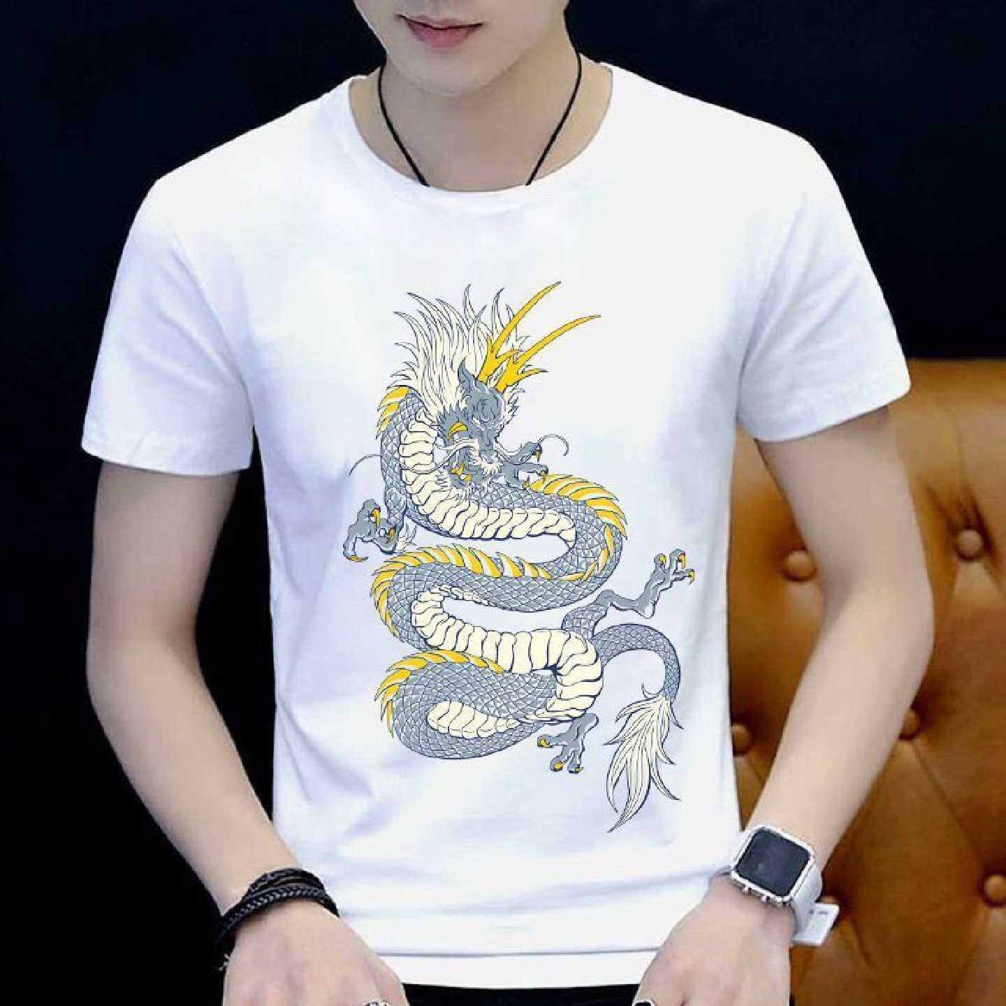 中国龙短袖男t恤男士休闲短袖衣服上衣体恤衫夏季男装男生衣服潮T