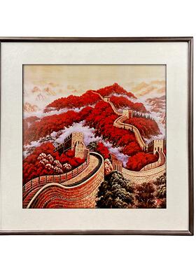 铜雕画万里长城师傅手工錾刻客厅画走廊画书房挂画装饰画铜漆