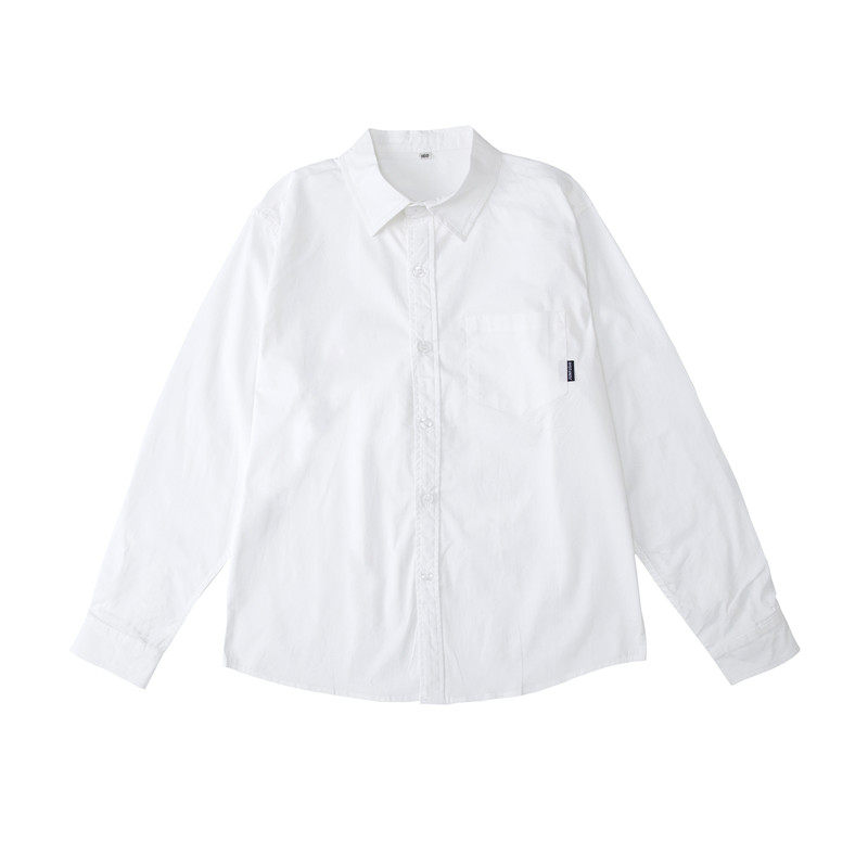 男女童春秋长袖纯棉白衬衫校服