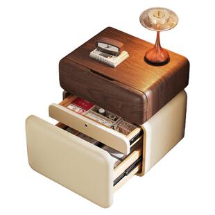 实木床头柜2026热卖家用卧室带锁中古奶油风轻奢高级感小型储物柜