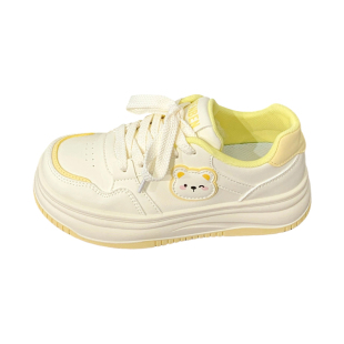 人本厚底小白鞋女2026新款春季韩版小熊可爱板鞋百搭增高面包鞋女