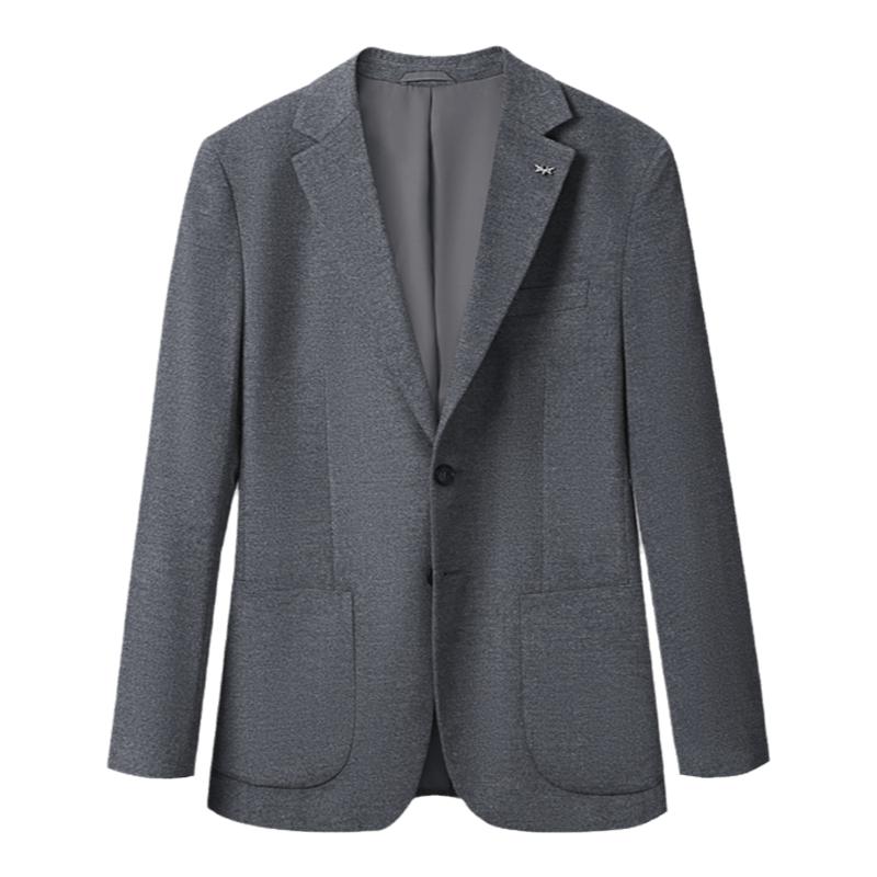 HLA/海瀾之家輕商務(wù)經(jīng)典系列西服24秋季新含綿羊毛胸針點綴上衣男