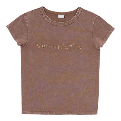 moussy 春季休闲风正肩圆领修身短袖T恤女010IA290-7621