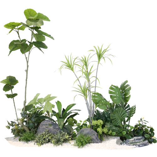 野花花艺仿真绿植造景组合楼梯下室内景观设计橱窗落地假植物装饰