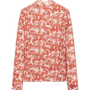 【新中式】播碎花别致小上衣女商场同款修身半高领衬衫BDR1HD0020