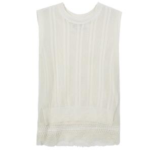 谜底针织衫无袖女2025夏俏皮软语复古文艺合身A型短上衣252MZ0868