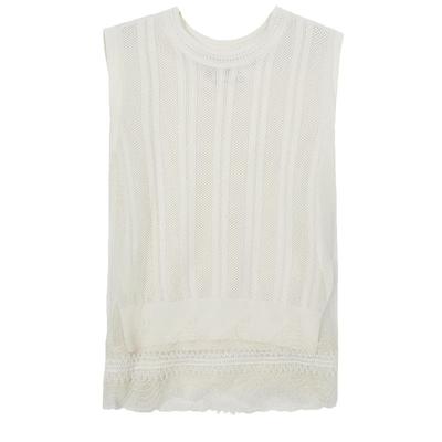 谜底针织衫无袖女2025夏俏皮软语复古文艺合身A型短上衣252MZ0868