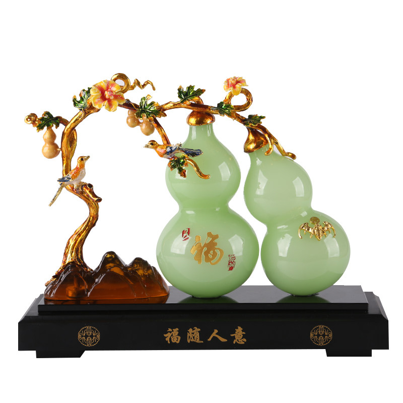 琉璃玉招财葫芦摆件客厅装饰品