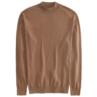 汉絮秋冬季纯色羊绒半高领毛衣男款柔软舒适保暖内搭针织打底衫男