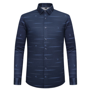 保罗冬季男士保暖衬衫中老年长袖加绒加厚休闲羊毛格子衬衣爸爸装