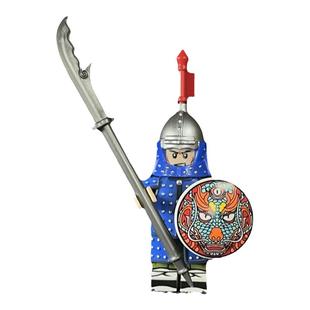 古代士兵第三方人仔明朝士兵统领盾牌兵颗粒兼容国产积木儿童礼物