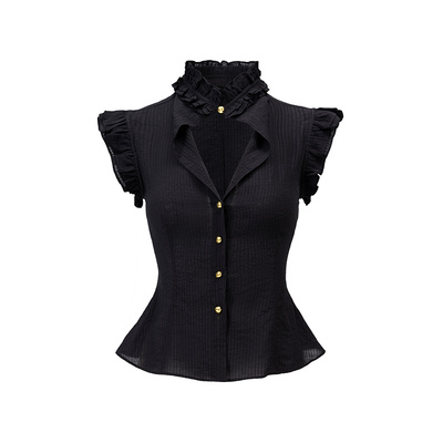 4muggle黑色法式复古纯欲衬衣女