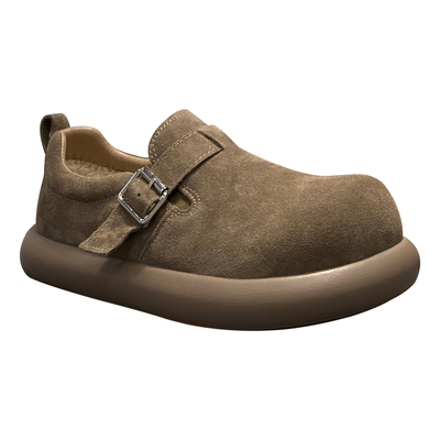 真皮厚底勃肯鞋一脚蹬大头德比鞋