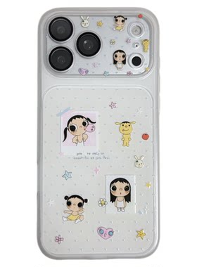 北比 超可爱卡通波点星星小玉适用苹果17promax手机壳iphone16pro新款17女14pro自带镜头膜15pro防摔手机套