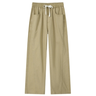 男士卡其色保暖加绒裤子男款加厚直筒宽松2025新款冬季长裤休闲裤