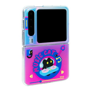 寄居蟹原创设计唱片猫适用华为purax手机壳趣味卡通purax折叠款手机保护壳带磁吸支架创意折叠壳新款全包防摔