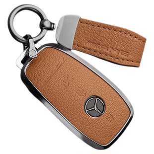 适用奔驰A35L钥匙套A45S车GLC43包GLE53壳CLA35真皮G63AMG/S级扣