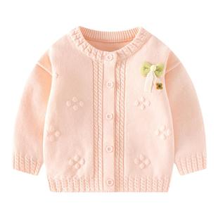 婴儿毛衣秋冬女宝宝针织衫开衫外套2026冬季加绒上衣女童春装衣服