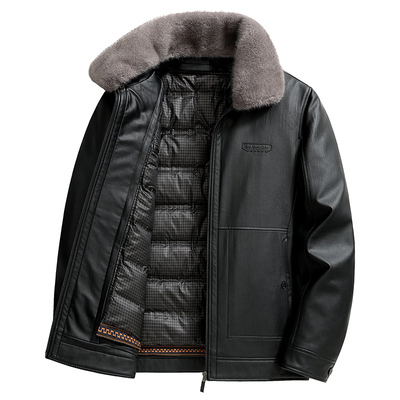 恒源祥冬季加厚脱卸内胆羽绒皮衣