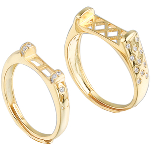 S925银镀黄金马鞍戒指托镶嵌蜜蜡绿松石戒指空托开口戒托3*8 5*11