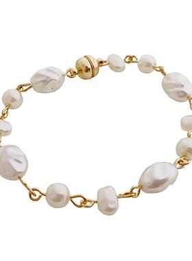 气质网红不规则珍珠女手链磁铁扣