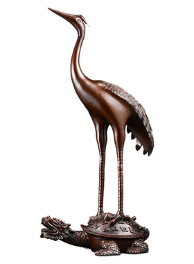 善缘坊纯紫铜手工仙鹤摆件