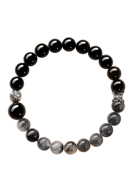 【已祝福】黑曜石黑发晶莲花手串