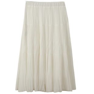 胖莹莹大码女装甜美清新高腰大摆裙显瘦百褶蛋糕裙垂感初恋半身裙