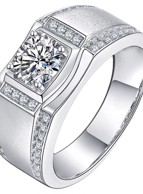 莫桑石钻戒潮男款个性2克拉仿真正品设计独立高级男戒结婚情侣