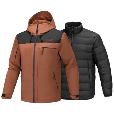 斯凯奇2025秋冬新款男款冲锋衣外套三合一羽绒内胆防水防风登山服