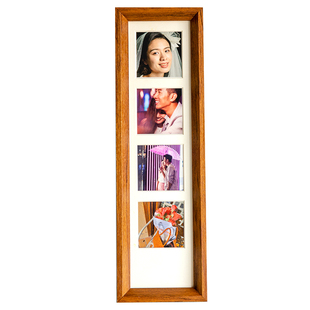实木四宫格相框摆台长条竖版6寸卡纸正方形3寸画框挂墙四联洗照片