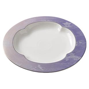 ｜宫阙紫｜《圆形宽边汤盘》会所精致凉菜盘摆盘中餐陶瓷深盘冷菜