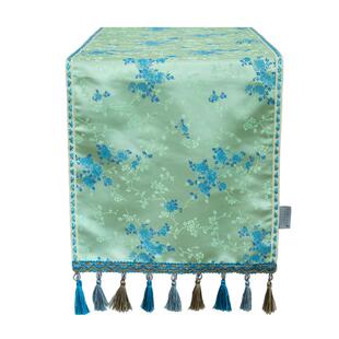 VANCASA烟水浮图 法式中国风桌旗凝翠绿浮雕提花盖布餐桌茶几布艺