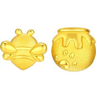 潮宏基趣玩蜜蜂蜜糖黄金耳饰足金耳钉CNC单只计价生日礼物