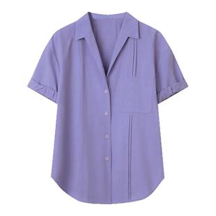 solighter 桑蚕丝混纺古巴领短袖衬衫女夏季2025新款皱感显瘦衬衣