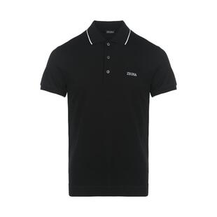 【自营】ZEGNA/杰尼亚男士商务休闲logo徽标微弹短袖polo衫T恤