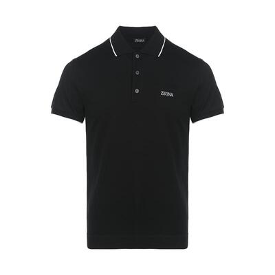 【自营】ZEGNA/杰尼亚男士商务休闲logo徽标微弹短袖polo衫T恤