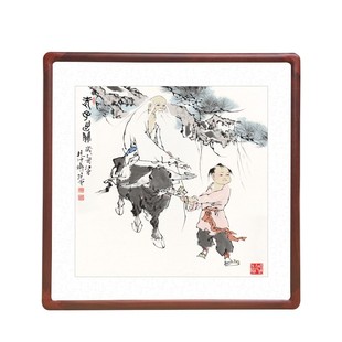 紫气东来斗方形国画客厅人物字画玄关装饰画办公室范曾老子出关图